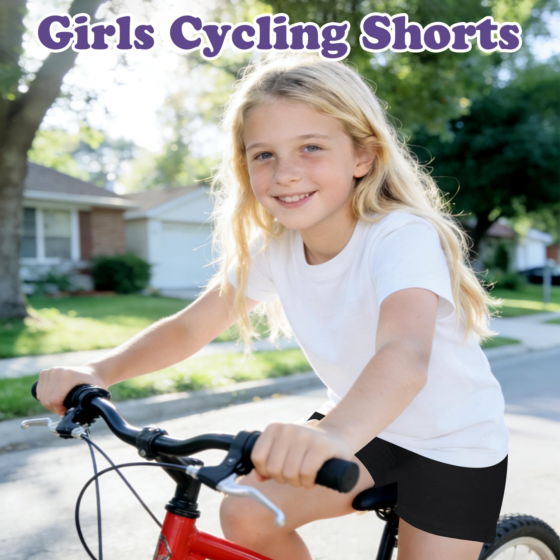 Pantaloni da ciclismo bambina cotone 3 pezzi nero estivi traspiranti 7-12 anni
