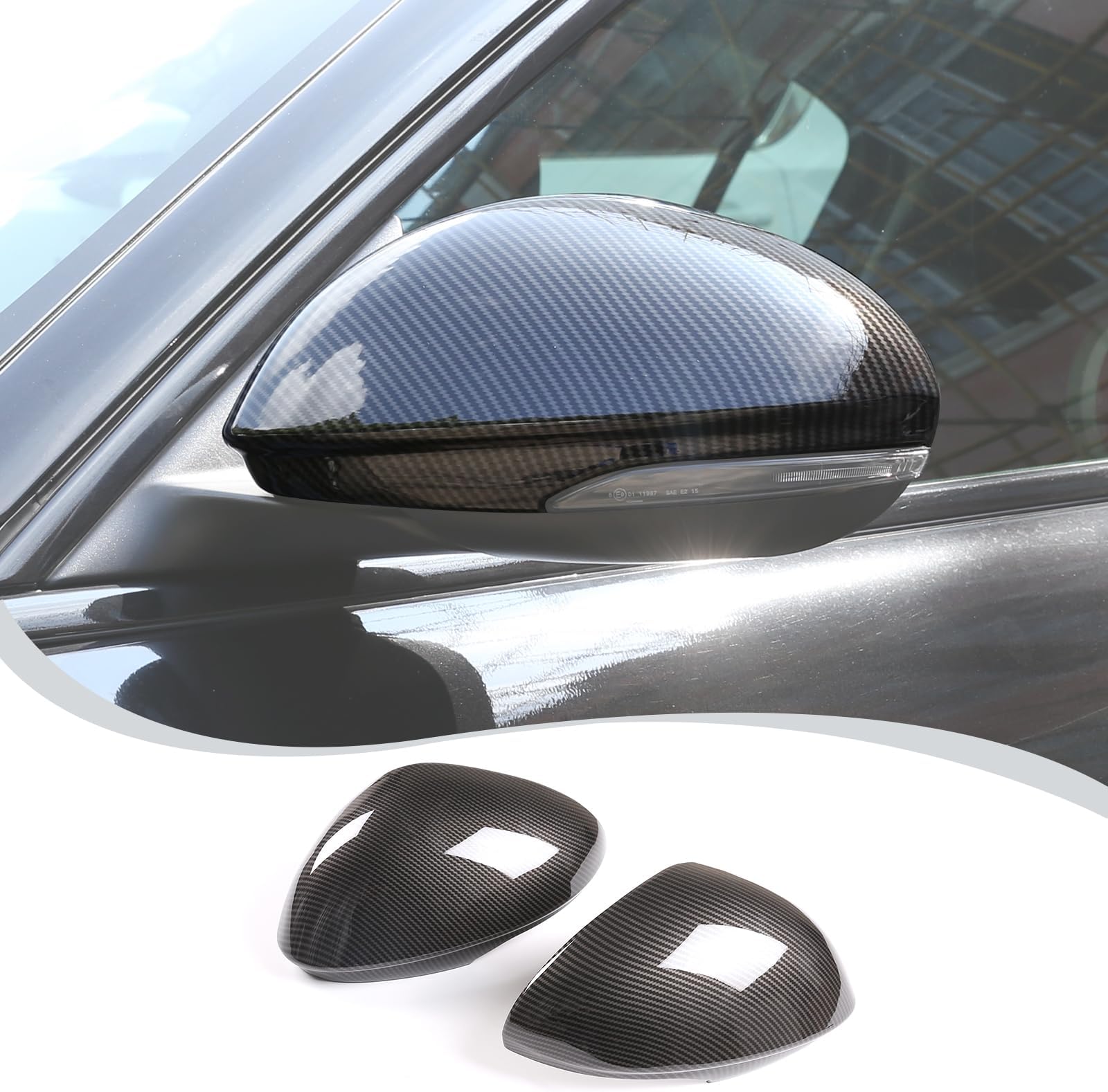 LLKUANG Car Rearview Mirror Cap Decoration Cover Compatible with Alfa Romeo Giulia 2017 2018 2019 2020 2021 2022 (Carbon Fiber Style)