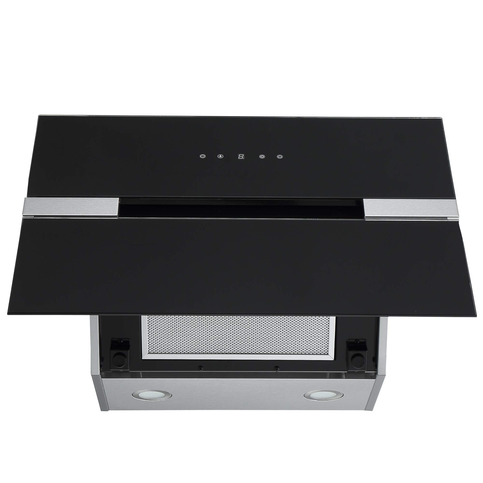 Cookology 60cm Black Angled Extractor Fan Designer Chimney Cooker Hood, Touch Controls (Carbon Filters) — view 7