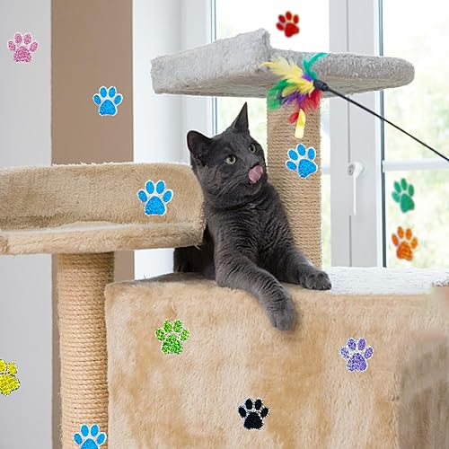 Miniatura 6 de Calcomanías holográficas brillantes con estampado de pata de oso, calcomanías de cachorro de perro de 1.5 pulgadas con línea de perforación (500