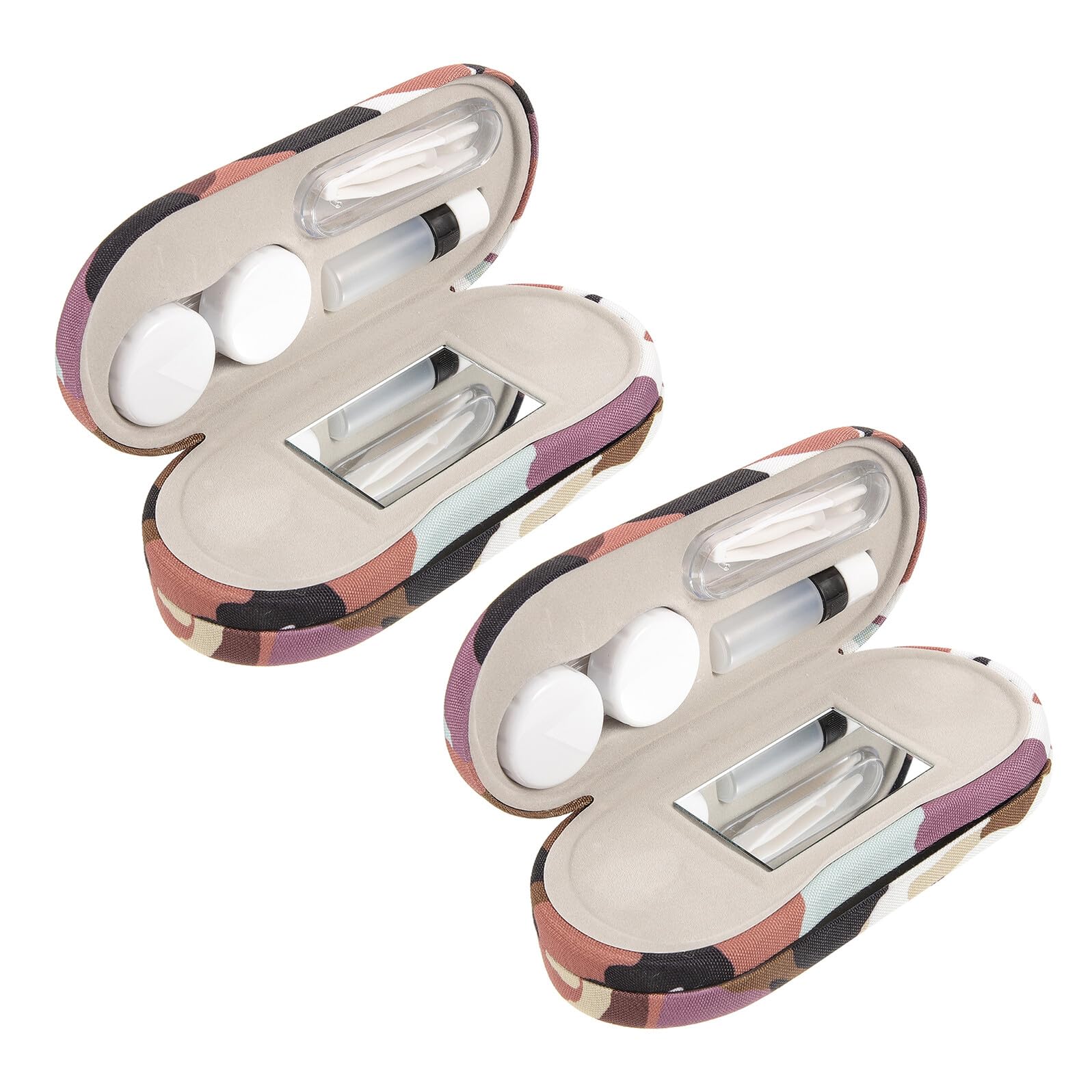 2 Stück Hartschalen Brillenetui Doppelseitig Camouflage Reise Brillenbox mit Spiegel Unisex Brillenaufbewahrung für Sonnenbrillen und Kontaktlinsen