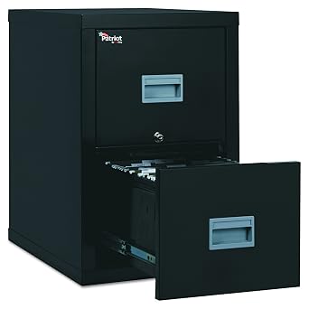 FireKing Patriot 2P1825-CBL Insulated UL Class 350 one-Hour Fire Rated Vertical Filing Cabinet with 2 Drawers, Deep Letter or Legal Size, 25-1/16" Length x 17-3/4" Width x 27-3/4" Height, Black