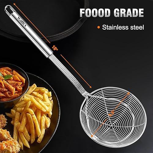 Miniatura 29 de Walfos Colador grande de malla fina de 9.35 pulgadas, tamiz de malla de acero inoxidable 30 con mango resistente, coladores de alimentos de cocina