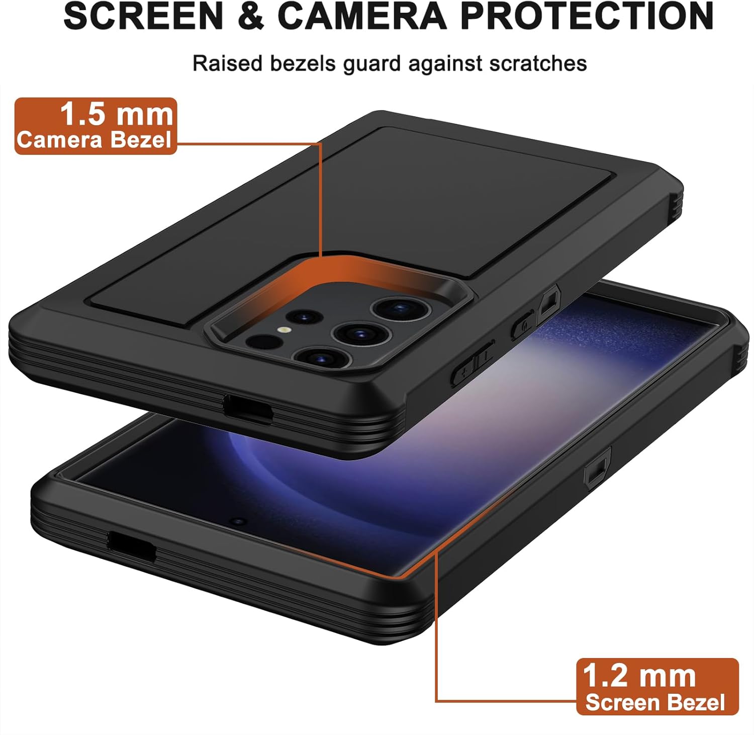 RubCase for Samsung Galaxy S23 Ultra Case with 2X Screen Protector, Dual Layer Bumper Cover with Belt Clip Holster & Kickstand, Full Body Heavy Duty Phone Case for Galaxy S23 Ultra 5G (Black) - Image 5