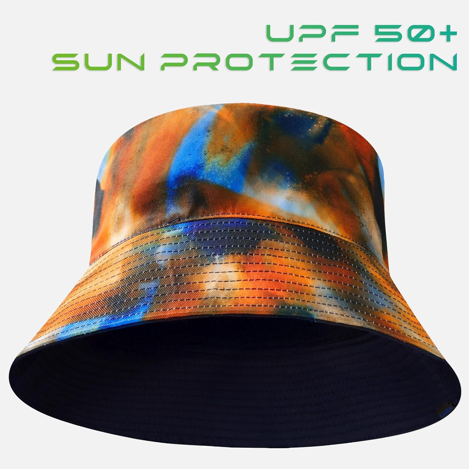 UPF 50+ Reversible Foldable Sun Bucket Hat for Hiking Fishing Beach Safari Men Women