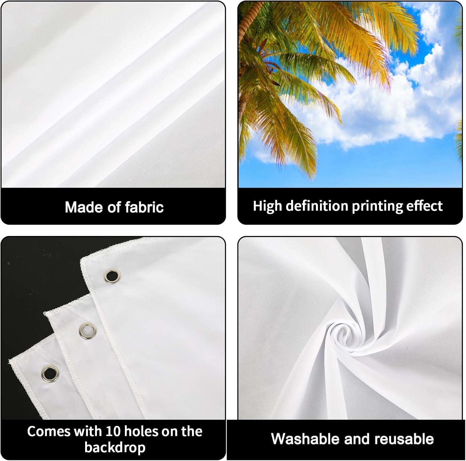 Summer Beach Garage Door Decorations Cover 7x8ft Tropical Hawaiian Palm Trees Backdrop Blue Sky Sea Seaside Aloha Luau Ocean Party Decorations Outdoor Decor Supplies Banner