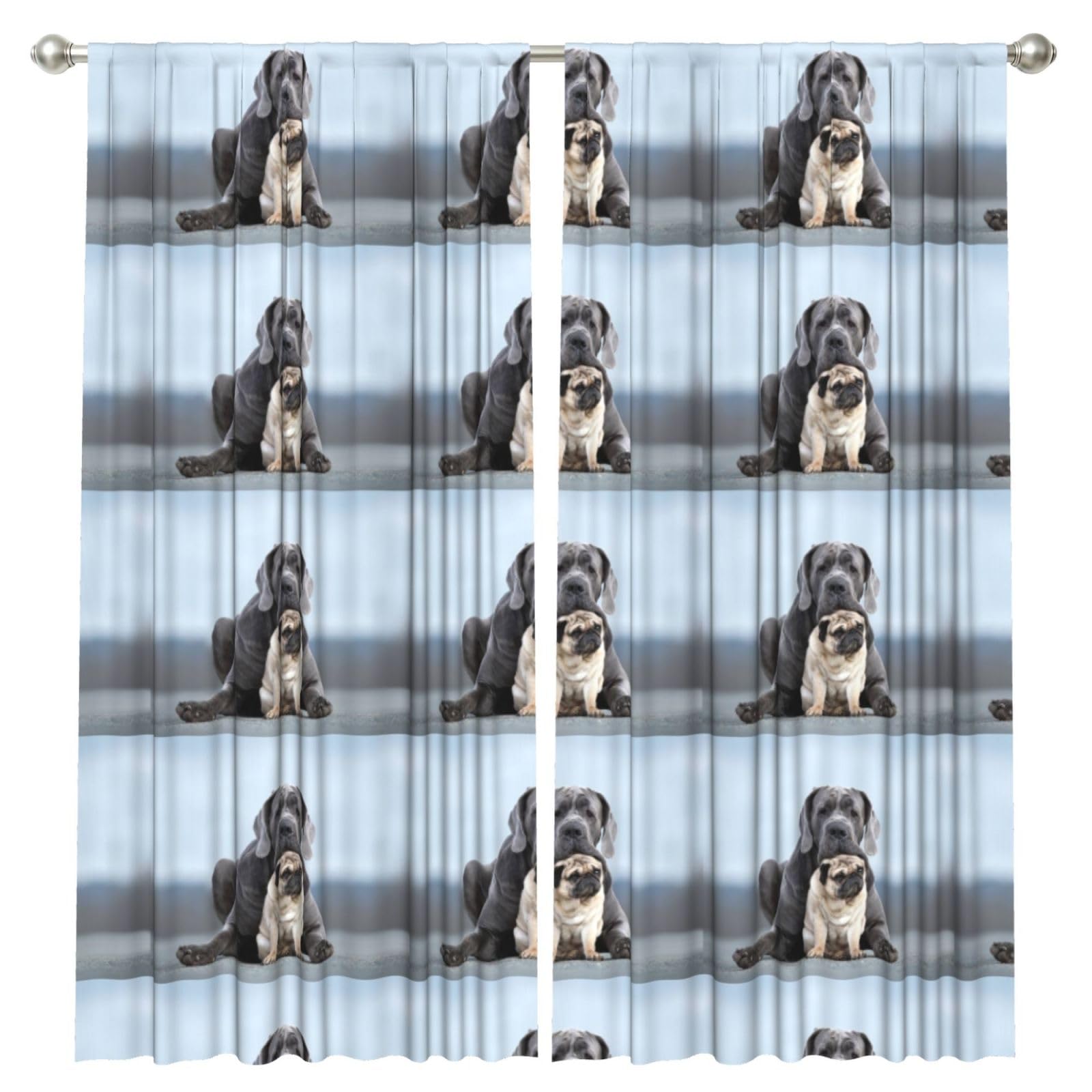 InOmak Cane Corso Dogs Pug Friendship Concepts, 2 Panels Window Curtains 52 x 84 Inch Blackout Curtains for Living Room Bedroom