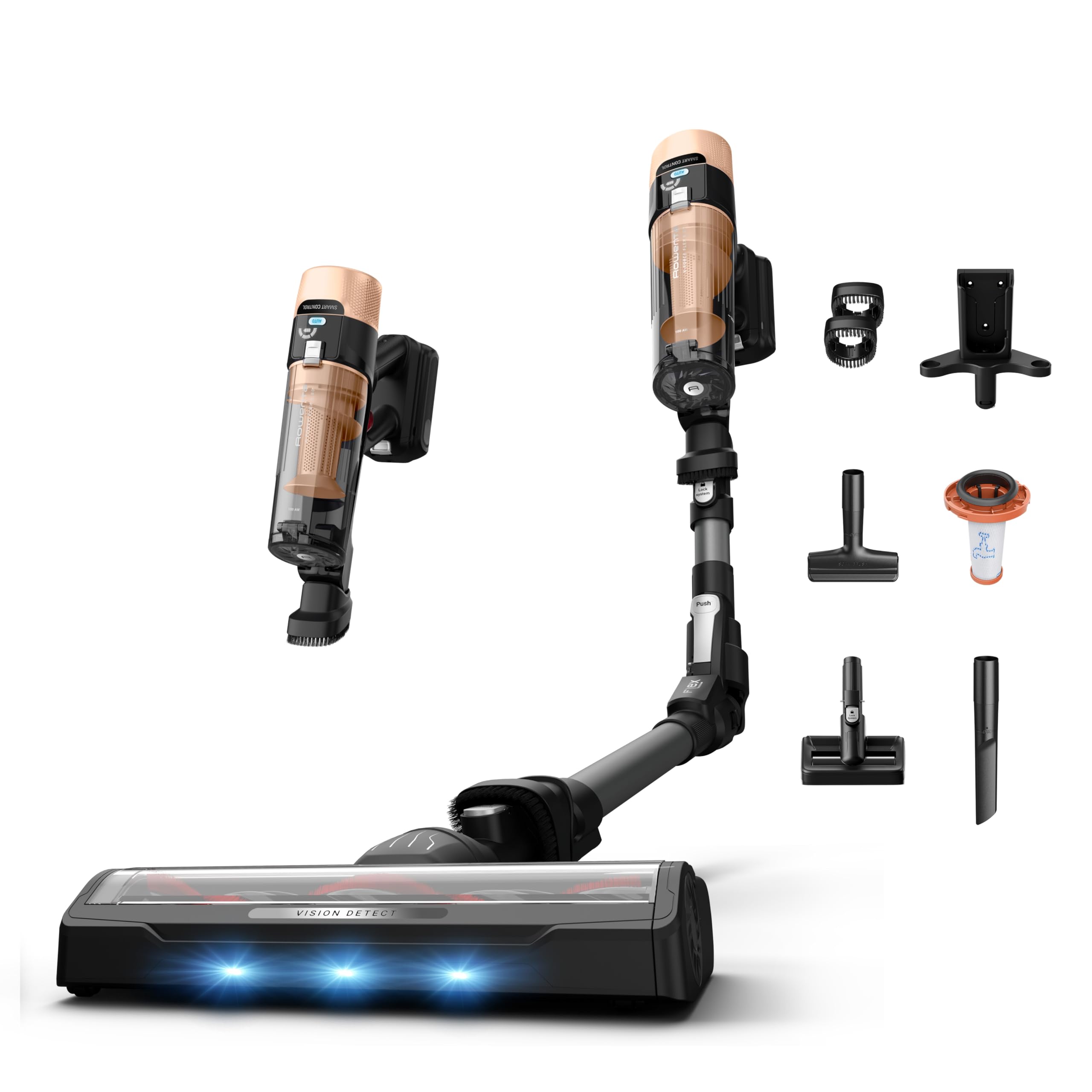 Rowenta X-Force Flex 9.80 kabelloser Akku-Stabstaubsauger, 100 AW, LED-Düse