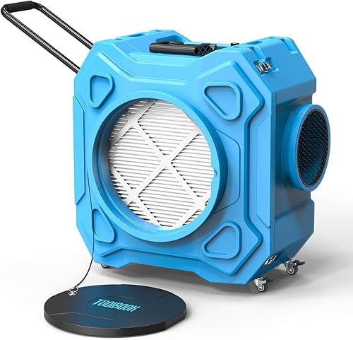 Miniatura 10 de Depurador de aire con filtración de 3 etapas, máquina de aire negativo HEPA de 970 CFM con ruedas bloqueables de 360° y mango plegable automático,