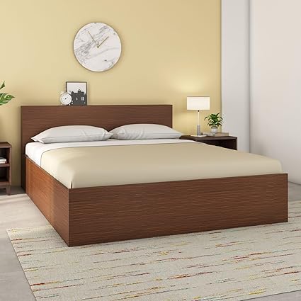 Nilkamal Arthur Plus Wooden Queen Bed with Box Storage| Engineered Wood | 1 Year Warranty |Contemporary Design | Legno Oak Dark