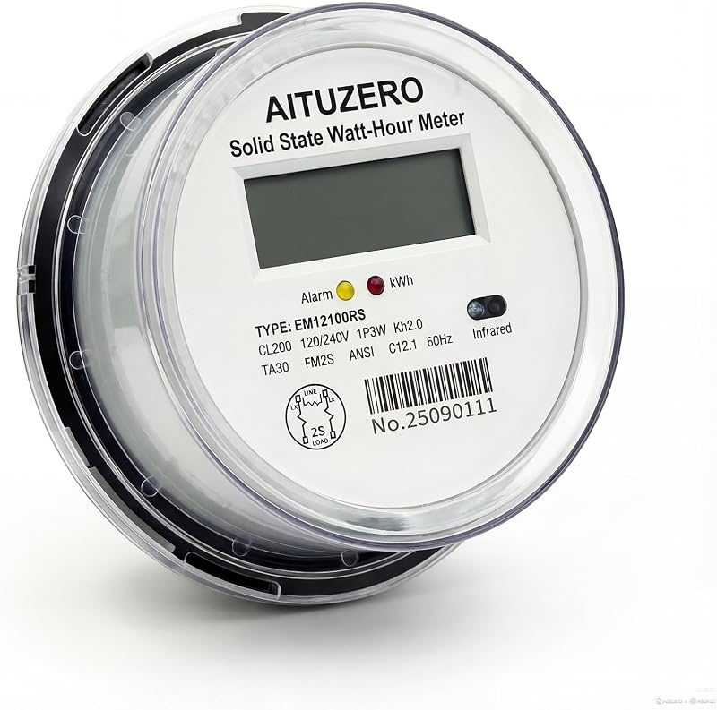 Submedidores eléctricos digitales para propietarios, 120/240V CL200 monofásico de 3 cables, medidor de uso de electricidad, medidor de energía, submedidor de kWh, submedidores eléctricos ANSI forma 2S para energía de vehículos recreativos, unidades de alquiler