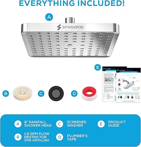 Miniatura 159 de SparkPod Cabezal de ducha, lluvia de alta presión, diseño de lujo de alta calidad, instalación en 1 minuto, reemplazo ajustable fácil de limpiar 1.