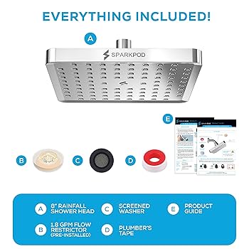 SparkPod Shower Head - High Pressure Rain - Premium Quality