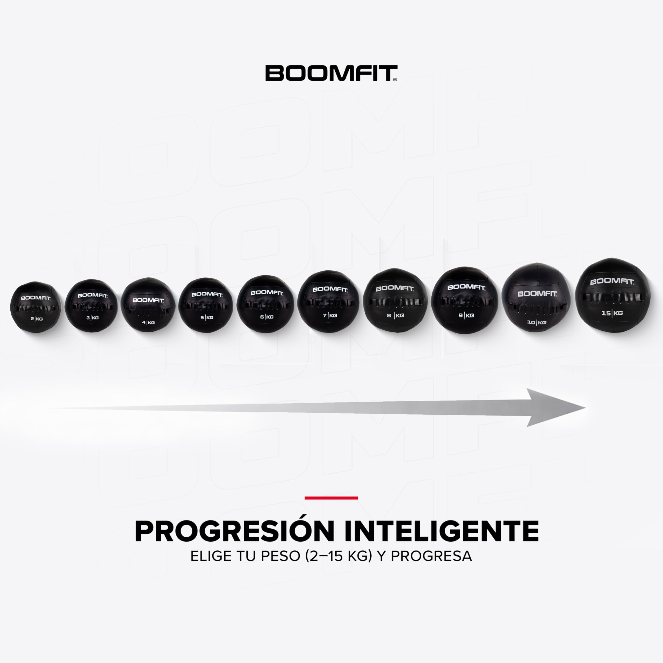 BOOMFIT Wall Ball 2–15 kg | Balón Medicinal Antideslizante Superficie Lisa | Carga centrada Estable | Progresión por Pesos sin Cambiar sensaciones | Crossfit, Funcional y HIIT