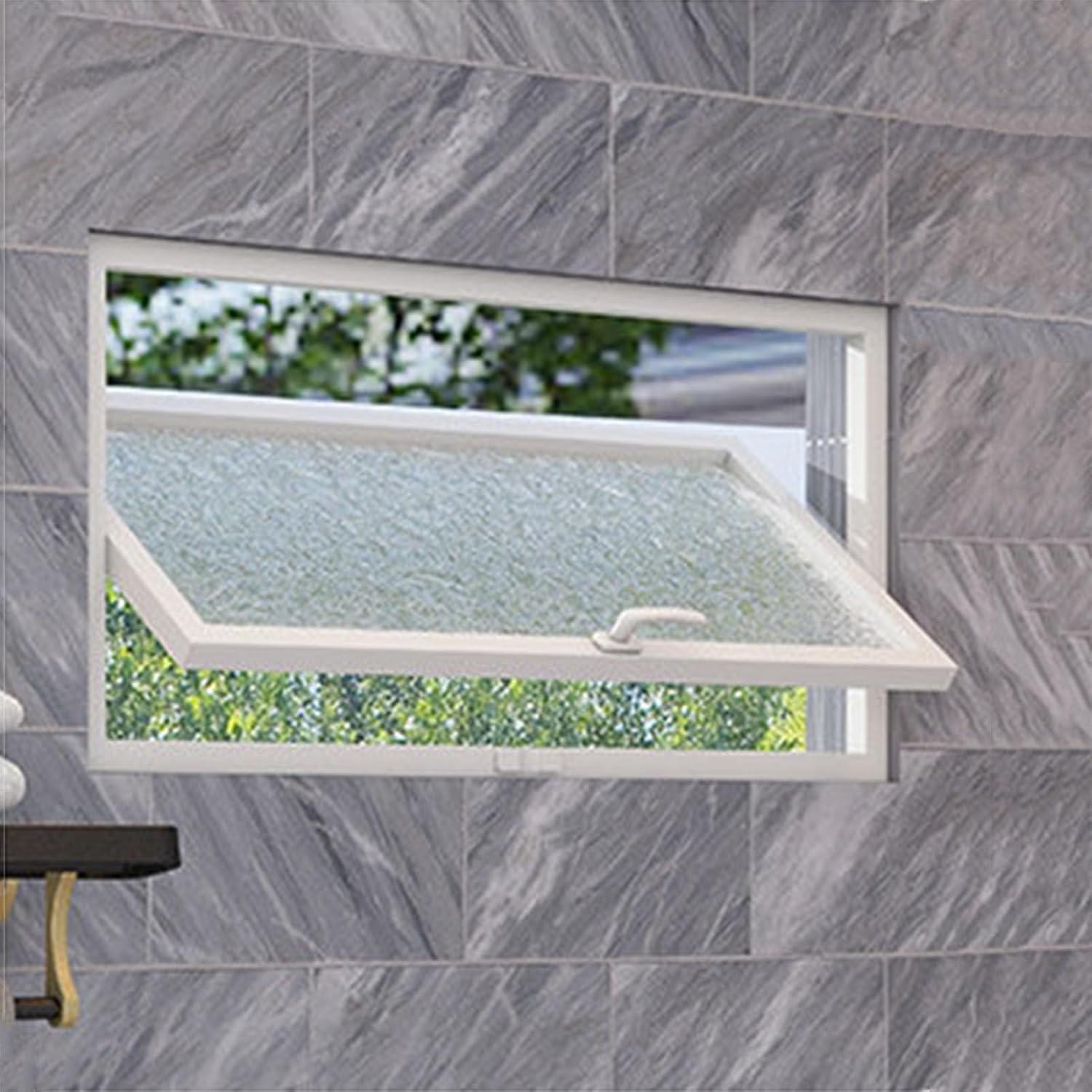 Decorative Ventilated Window with Anti-peep Glass, 360 Degree Rotating Flush Mount for Shed Garage Bathroom