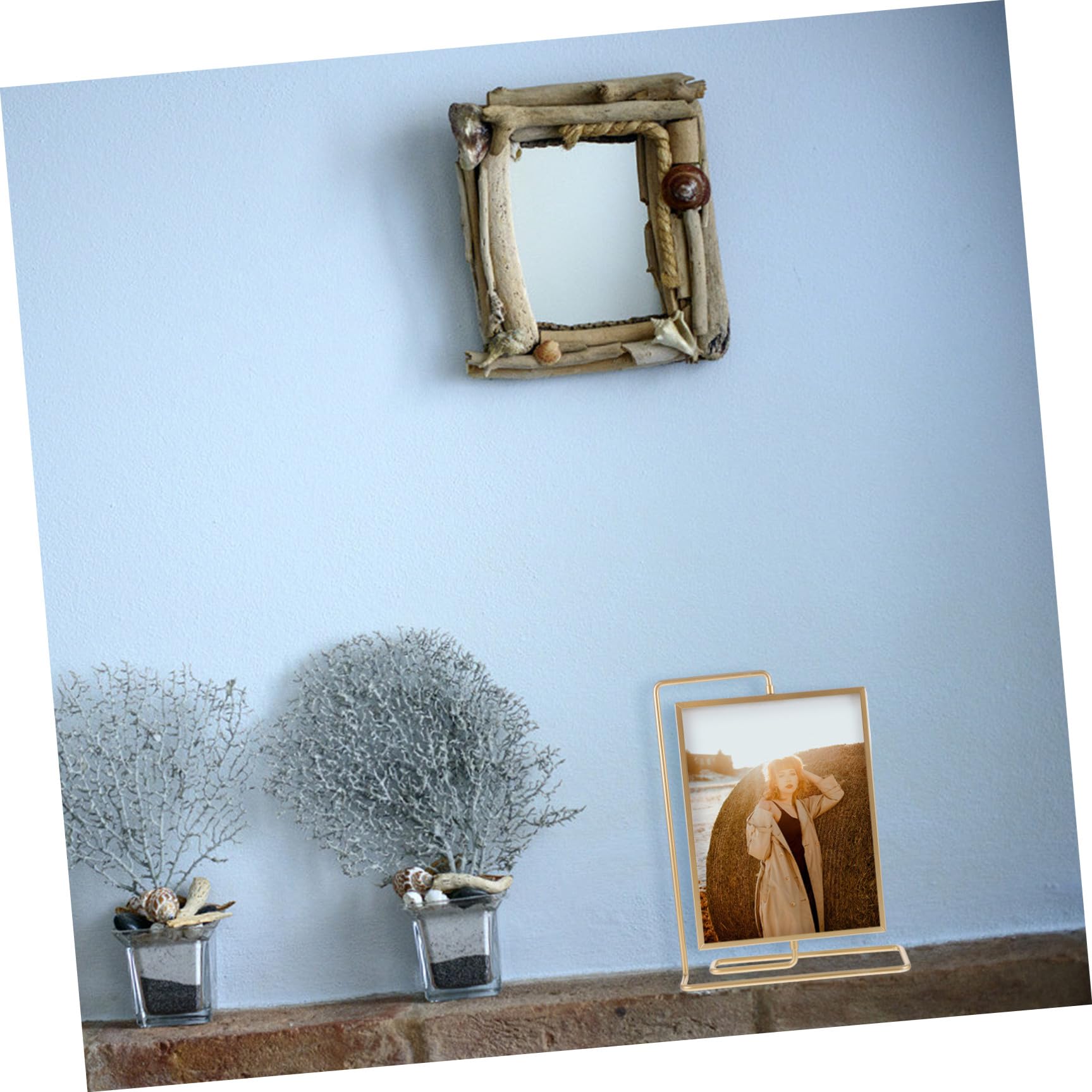 GALPADA Marco de Fotos Giratorio Dorado de 8 Pulgadas Doble Cara Soporte de Acrílico y Metal para Decoración de Mesa y Hogar Elegante y Práctico