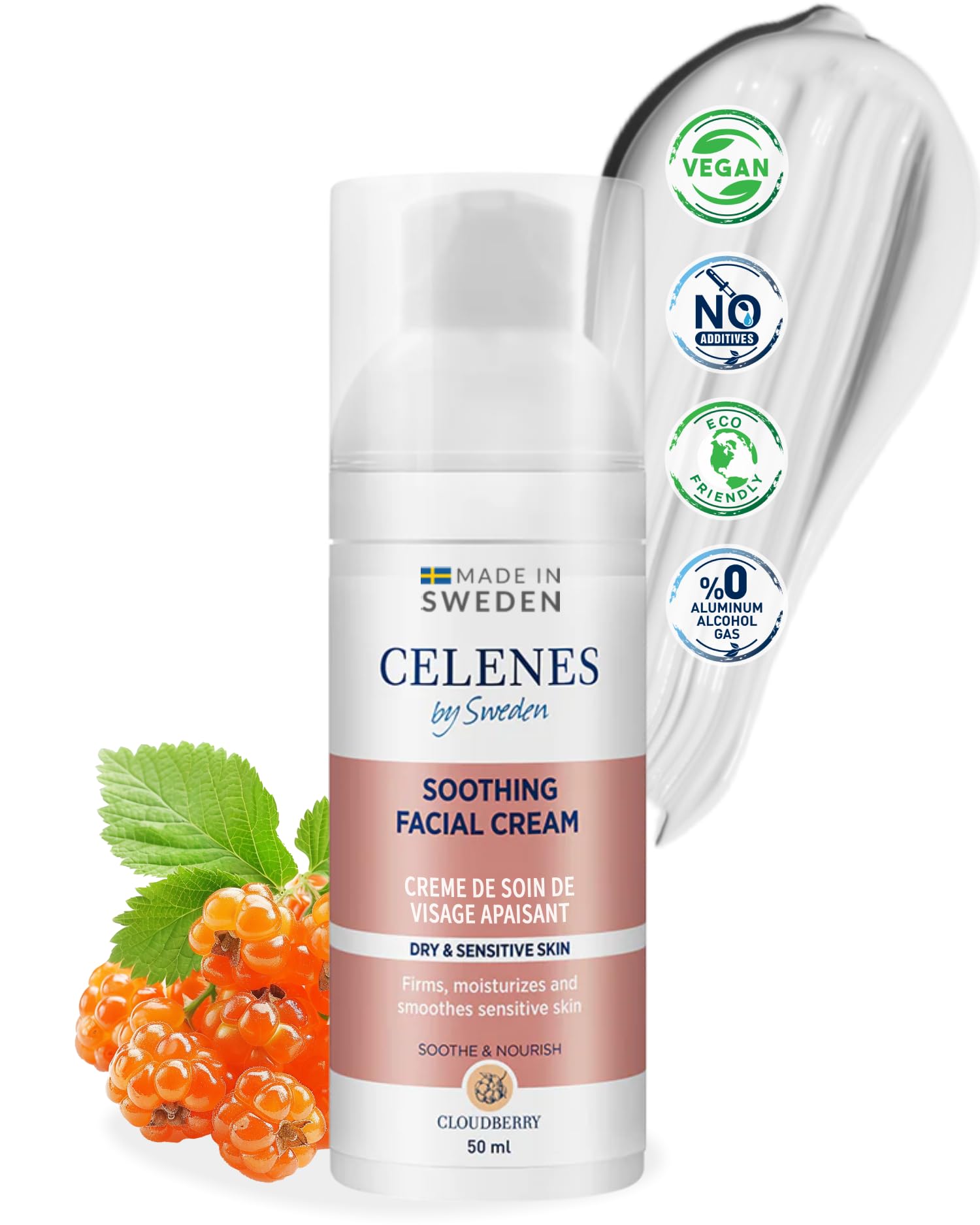 Celenes by Sweden Cloudberry Gel Soothing Face Cream 50ml, Moisturiser Face Women & Men