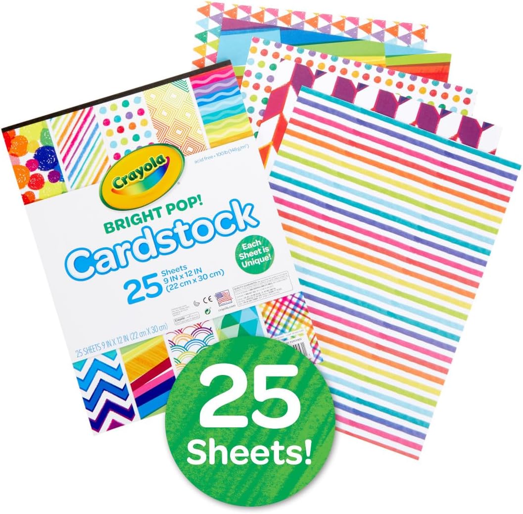CRAYOLA Cardstock (25 Sheets) | Including 25 9x12-inch Sheets of Unique Patterned Cardstock | Ideal Inspiration for Every Art Project! 4 71Bmlhb7DzL. AC SL1081