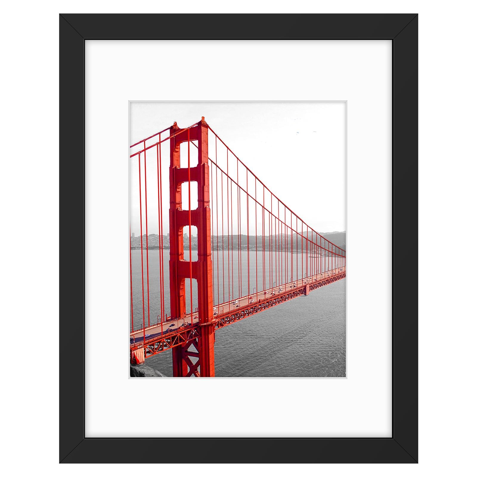 Frametory, 11x14 Frames Display 8x10 Picture with Mat or 11x14 Photo Without Mat, Shatter-Resistant Glass, Pre-Installed Wall Mounting Hardware - Black