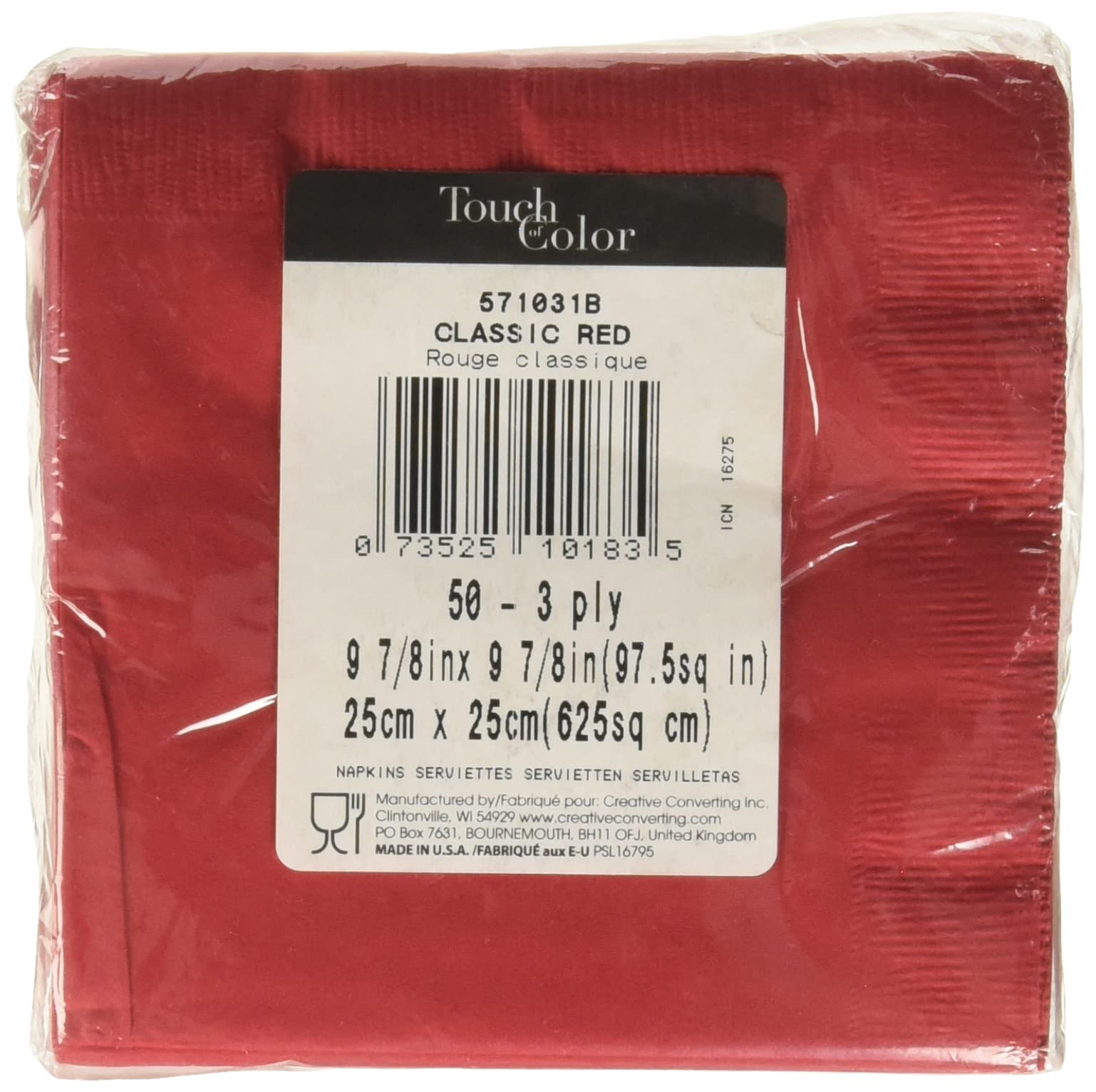 Creative Converting 571031b Serviettes pour Boissons, Papier, Rouge Classique, 500 Count