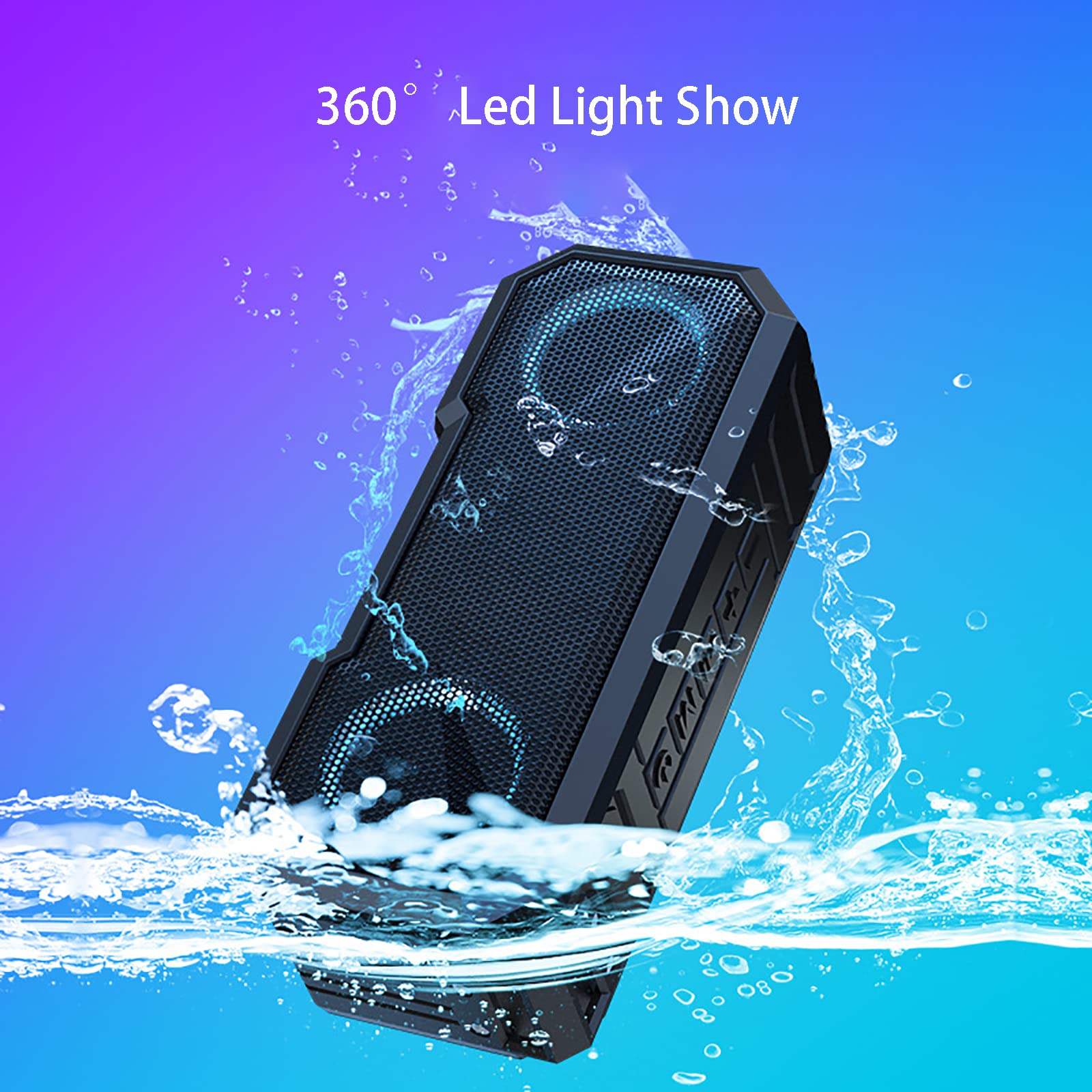 Altoparlante Professionale Bluetooth 5.0,Altoparlante Wireless Stereo Impermeabile IPX7 con Illuminazione a LED a 360° E Tecnologia Seriale Wireless, Raggio Connessione 30 Metri,per Casa