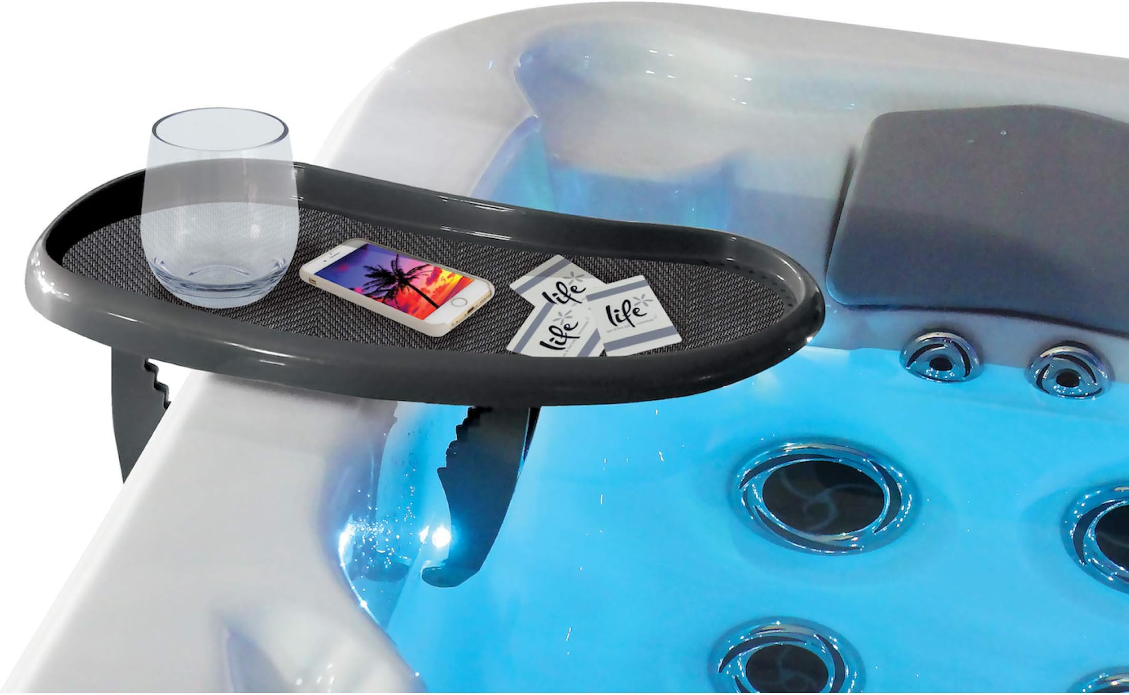 Anivia Hot Tub Table Tray, Adjustable Hot Tub Side Table, Nonslip Drink Caddy with 2