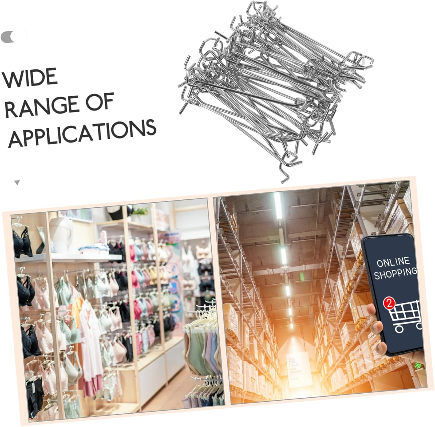 Veemoon 50Pcs Pegboard Hooks for Shop Utility Hanger Peg Board Hook Heavy Duty Display Hook for Garage Craft Room Organizing Tools and Accessories Thick