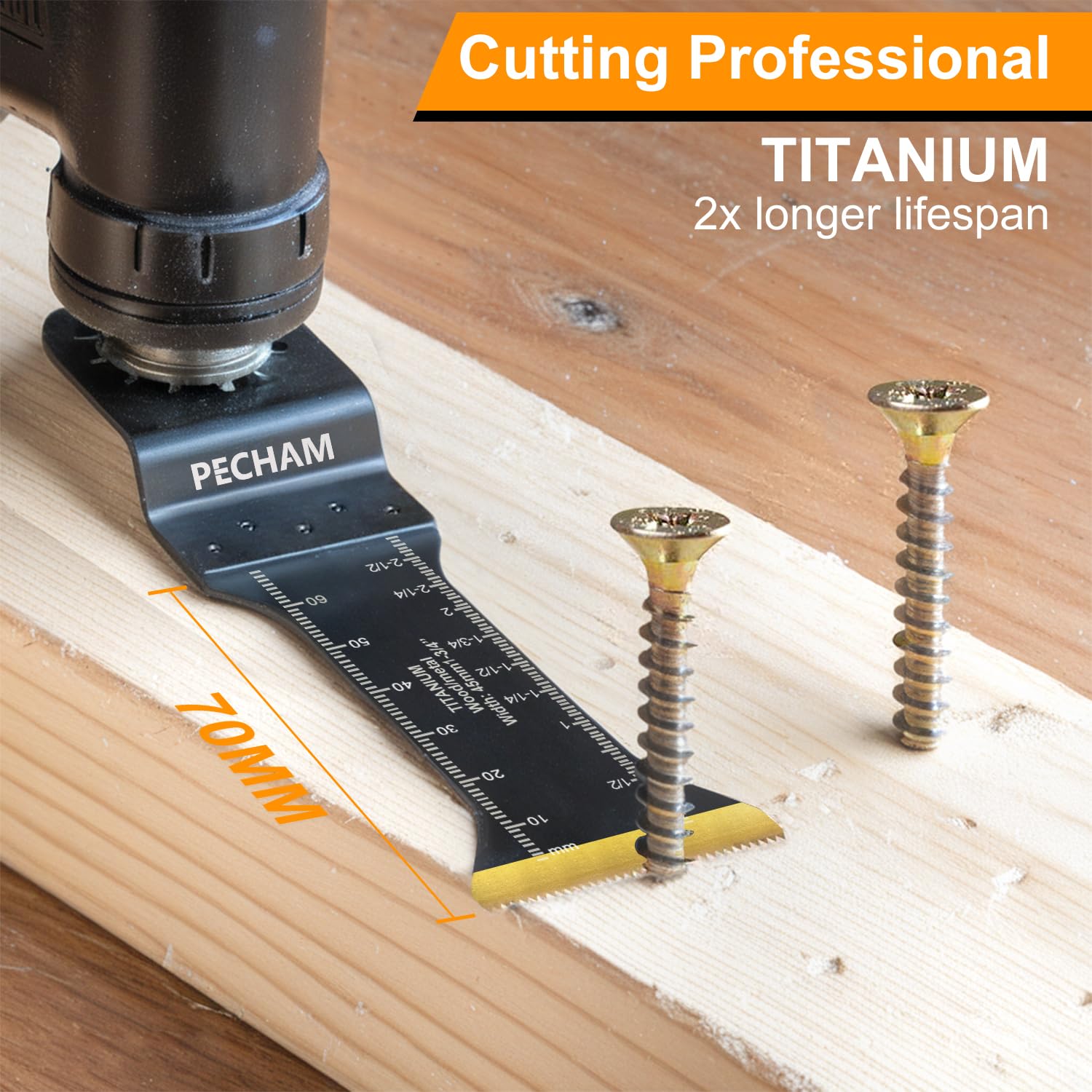 PECHAM 128 lame oscillanti per utensili, taglio di legno e metallo e carta vetrata, accessori per utensili oscillanti con denti rapidi in titanio, lama multitool per utensili giapponesi per più