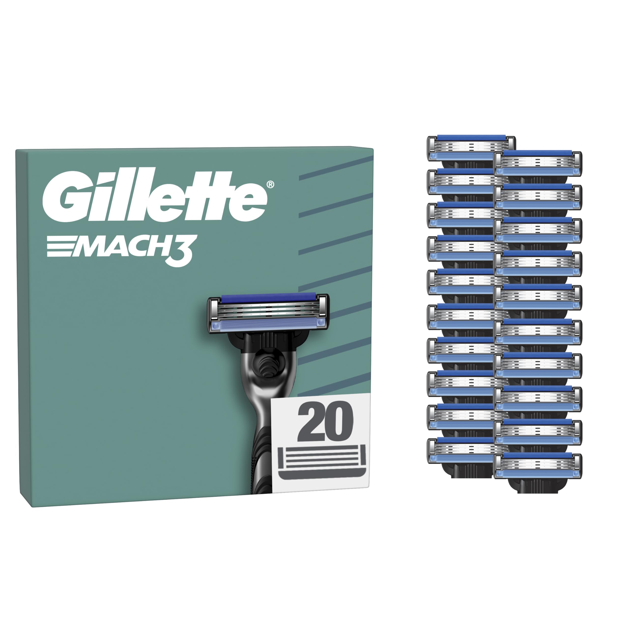 Afeitado Suave y Duradero con Gillette Mach3, 20 Recambios
