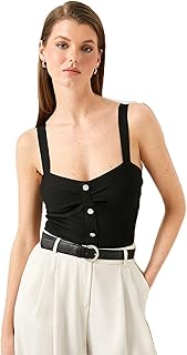 KOTON womens Button Detail Strapp Knitted Tanktop