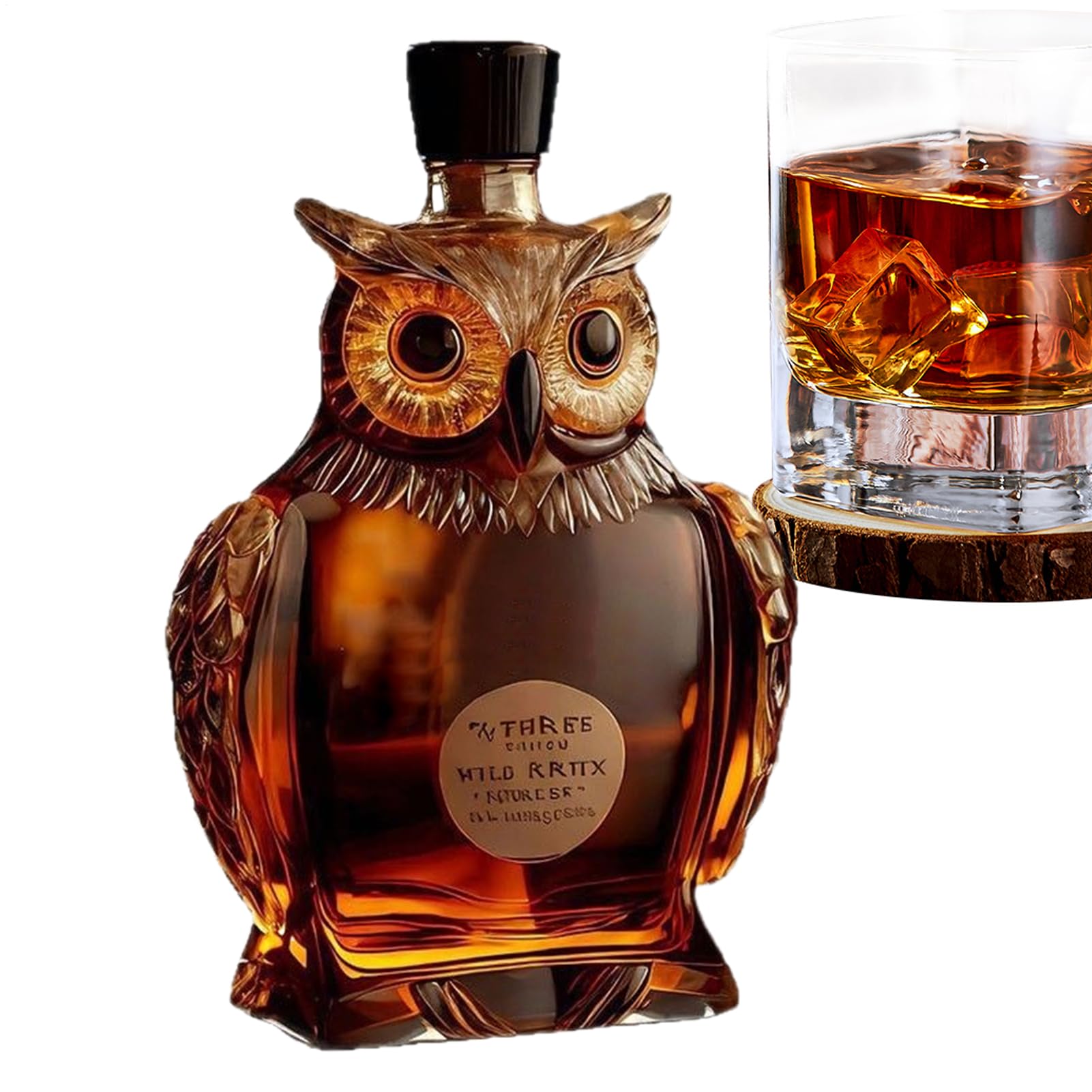 Amazon | ウイスキーボトル - 250ml フクロウ形 飲料容器,ガラス製