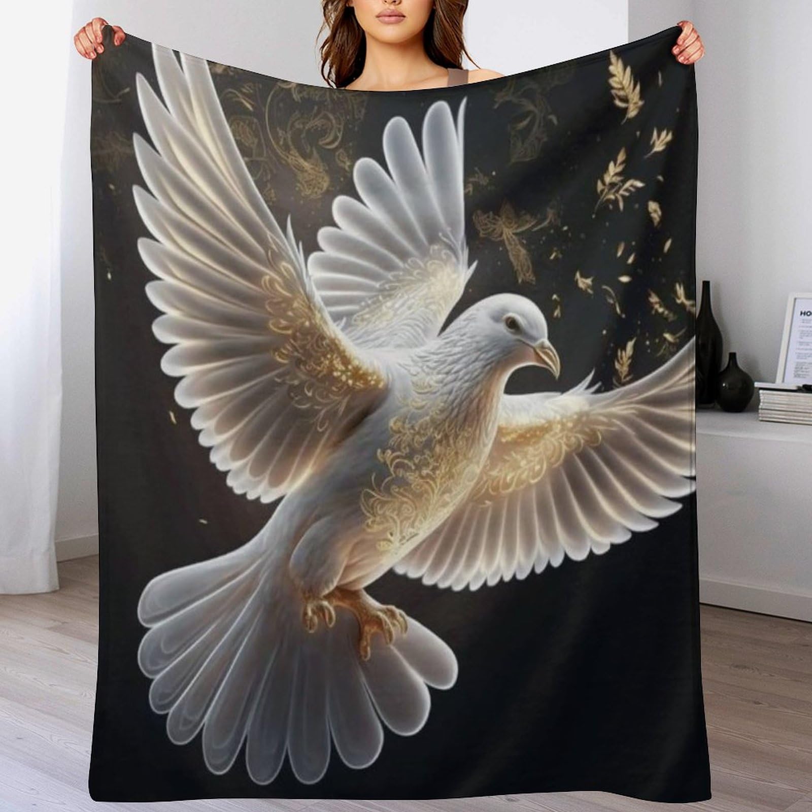 Couverture oiseau en flannel polaire douce et chaude de qualité premium pour lit 100x130cm
