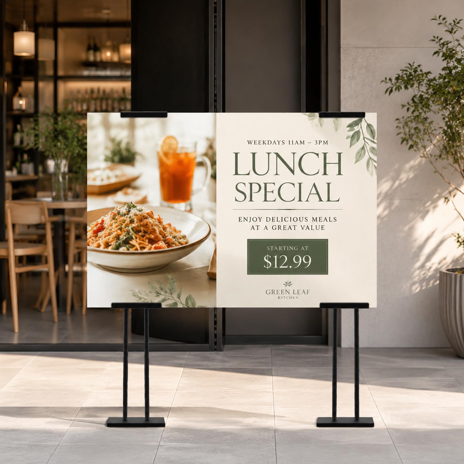 Soporte ajustable de doble cara para carteles, rotación de 180°, soporte para letreros de pie para exposiciones de negocios, restaurante, paquete de 2