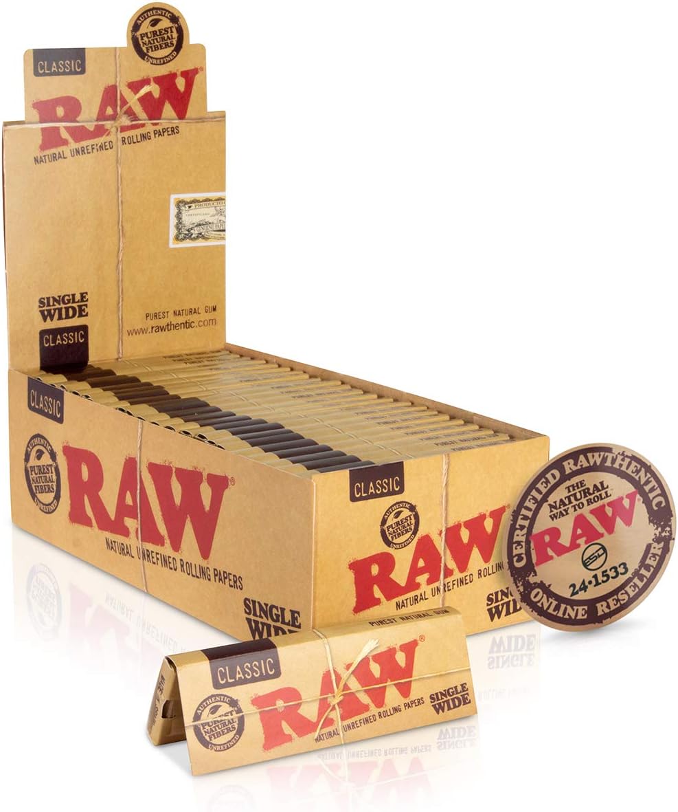 RAW Classic Single Wide Single Feed Rolling Papers | 50 Packs of 50 Leaves
