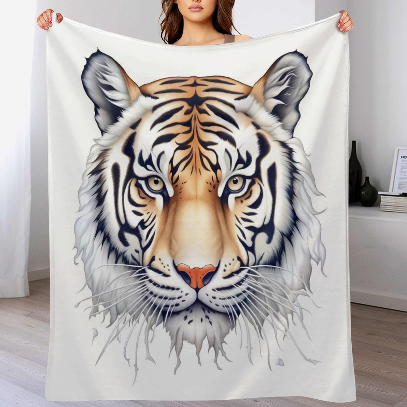 Couvre-lit Tigre en flannel 100x130cm pour canapé de salon