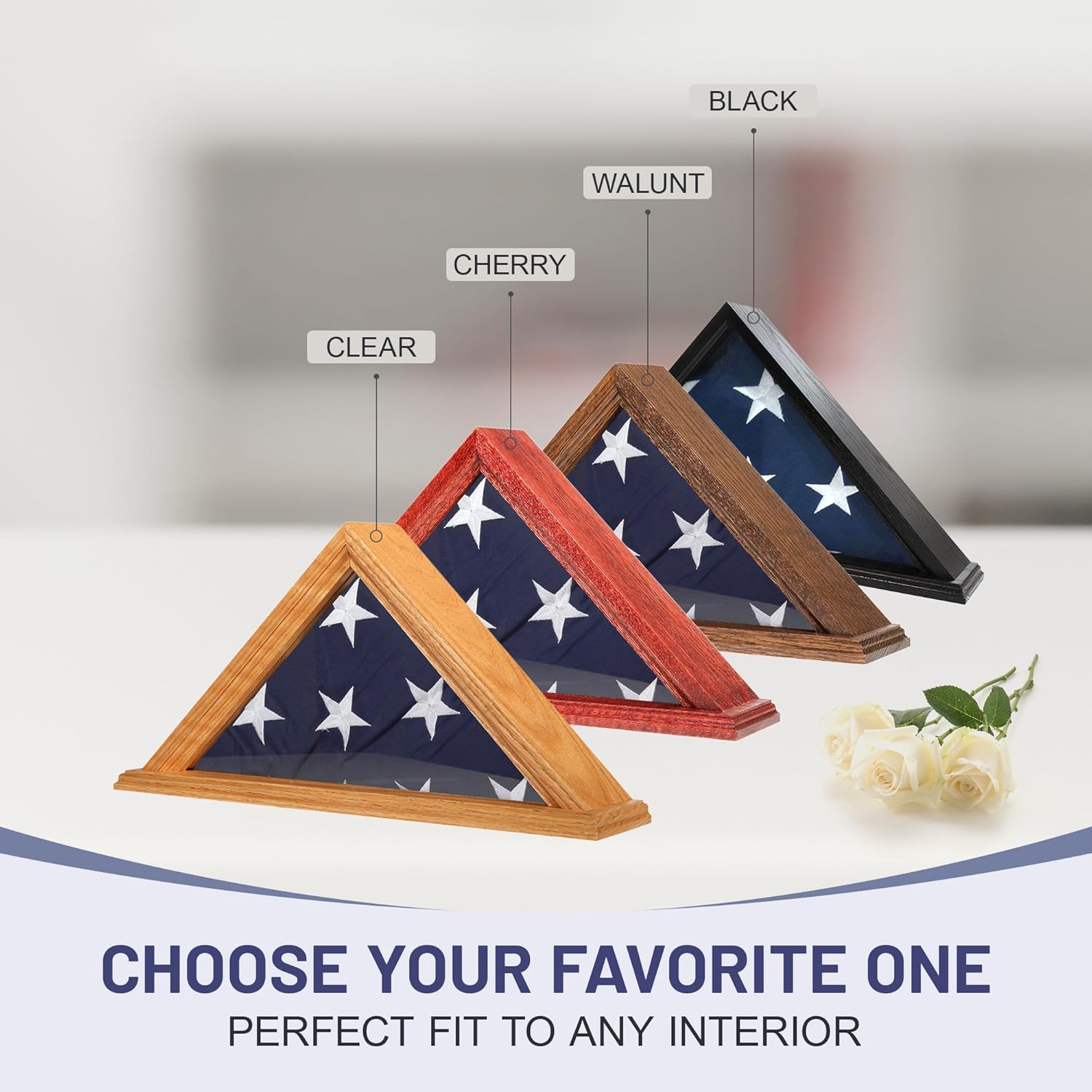 US Flag Store FLGCSFG1000049017-CHR Solid Oak 3' x 5' Flag-US Made Cherry Finish Case, Red