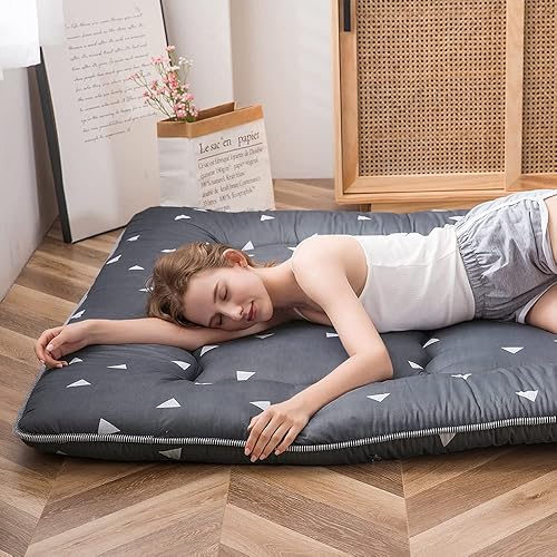 Miniatura 517 de Colchón futón japonés de piso gris constelación, de piso tatami, portátil, para acampar, para niños, sofá cama plegable enrollable con protector de