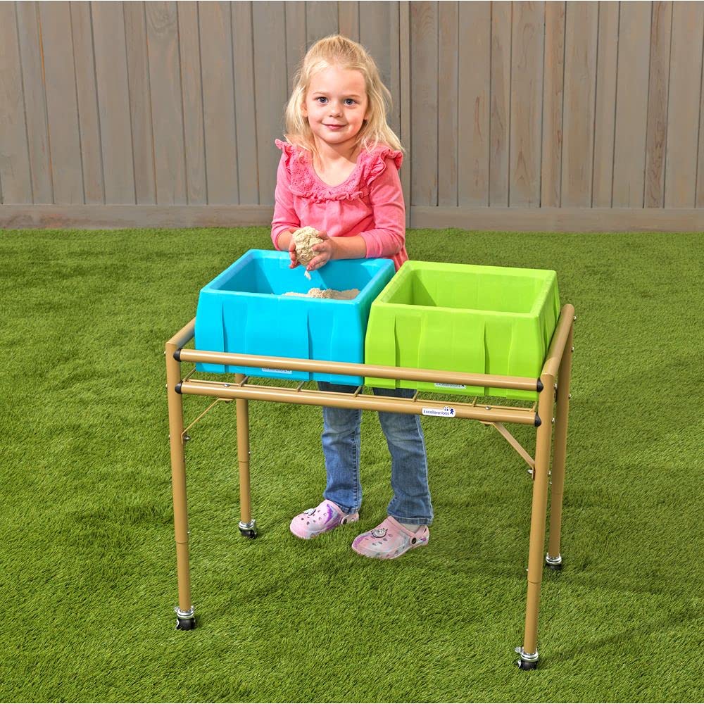 Excellerations Sensory Sand Table with Activity Trays and Lids, 2 Trays and Lids with Adjustable Stand