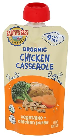 Earths Best Organic Chicken Casserole Baby Food, 4 OZ