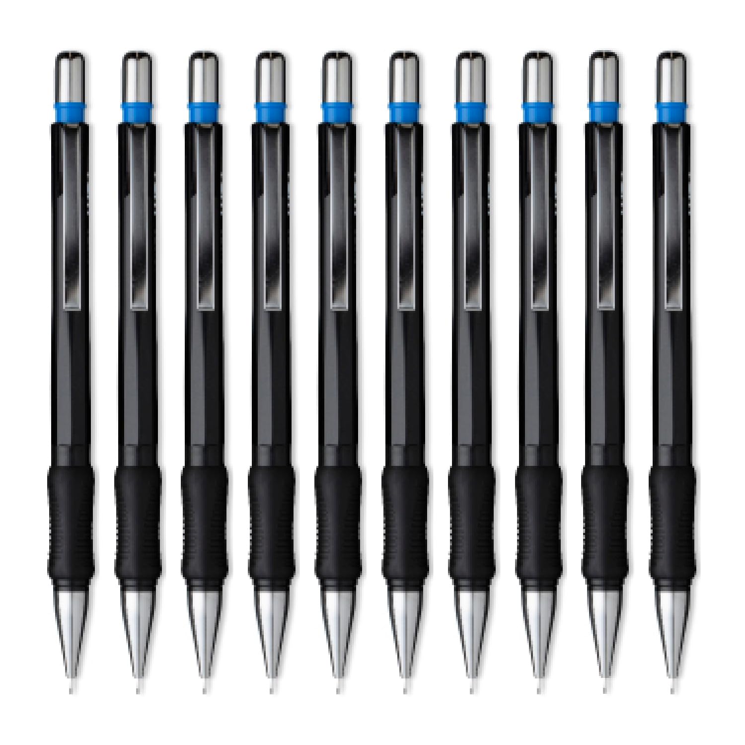Aristo AR85107 Druckbleistift WD1 0,70 mm (Ergonomisch gerillte Griffzone, gefederte Minenführung, Härtegrad Mine HB, integrierter Radiergummi) schwarz, 10 Stück