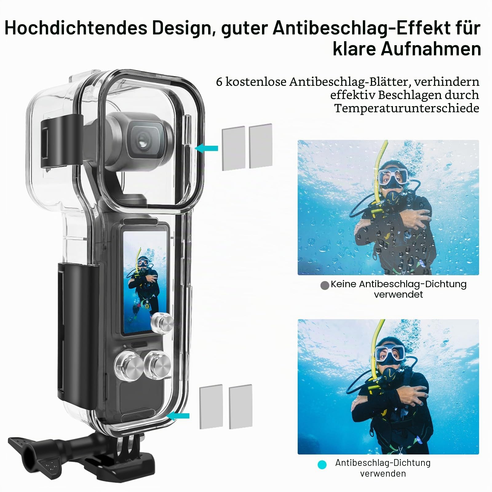 PULUZ 45M/1,47FT Tauchgehäuse für DJI Osmo Pocket 3 Unterwasser-Wasserdichtes Gehäuse für Osmo Pocket 3 Action-Kamera Schutzhülle Zubehör für Tauchen Surfen Schwimmen Skifahren