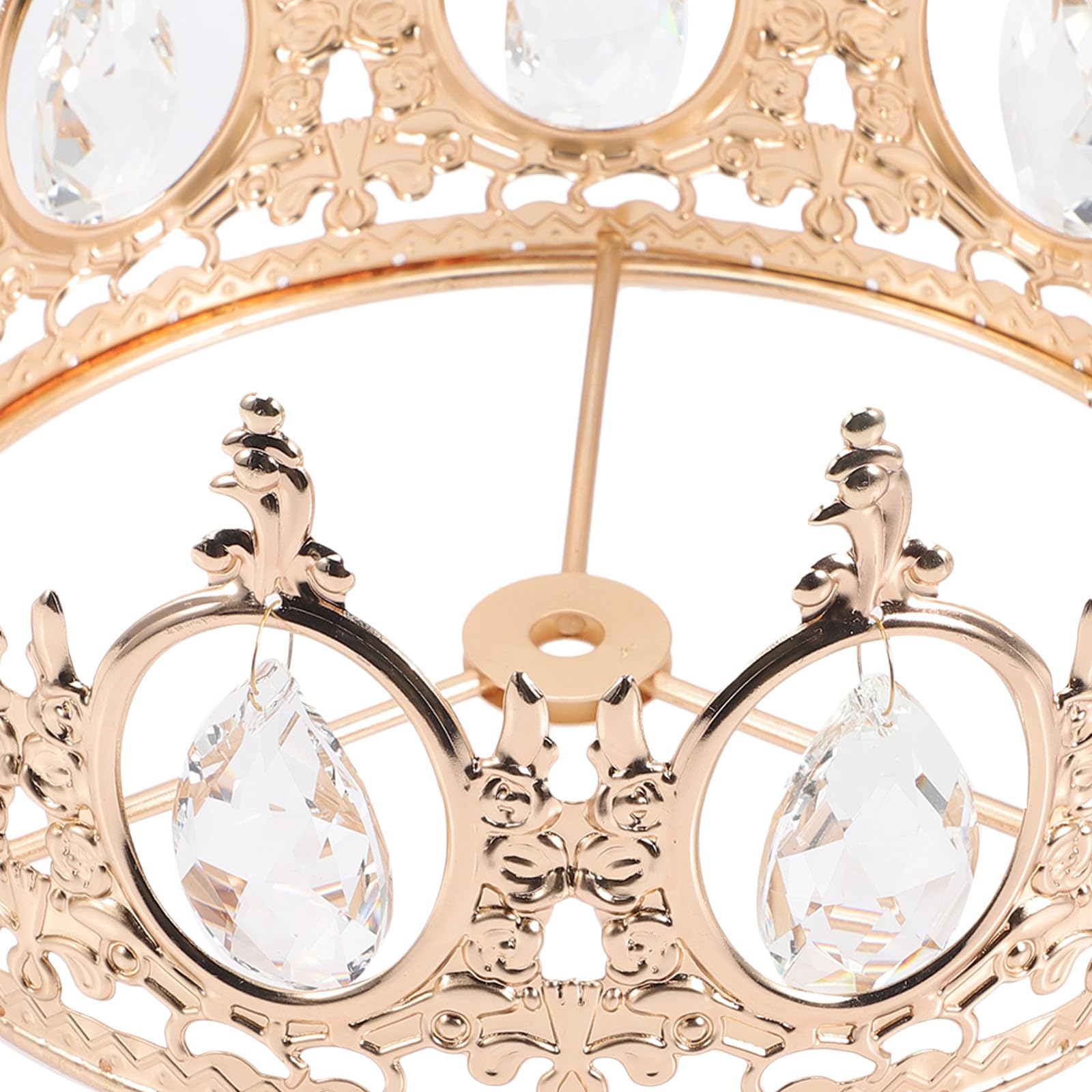 WOONEKY Accessoire de Plafonnier Couronne en Cristal, Cadre en Fer Tressé 21 Cm, Décoration Lumineuse Suspendue pour Lampe de Table et Lustre, Ornement Métal et Verre pour Éclairage