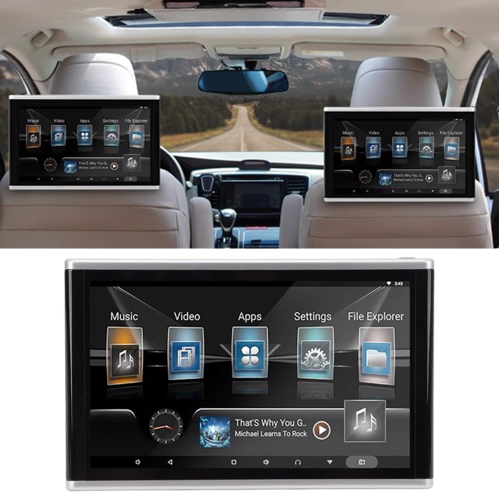 Supporto per Auto 4K 10,1 Pollici, Tablet Monitor per Poggiatesta con ROM 1 GB 32 GB, per il Touch Screen IPS del Sedile Posteriore, per i Monitor TV dei Sedili Posteriori