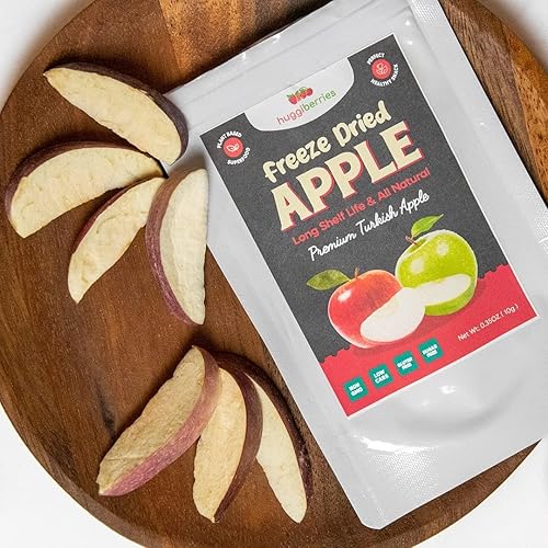 Miniatura 4 de Huggiberries Rebanadas de manzana liofilizadas 0.35 onzas (paquete de 6) aperitivos de frutas deliciosos y saludables sin gluten, bajos en