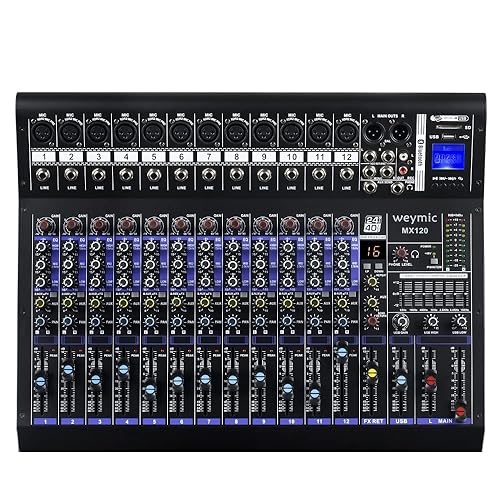 MX-120 Professional Mixer (12-Channel) for Recording DJ Stage Karaoke/W Graphic