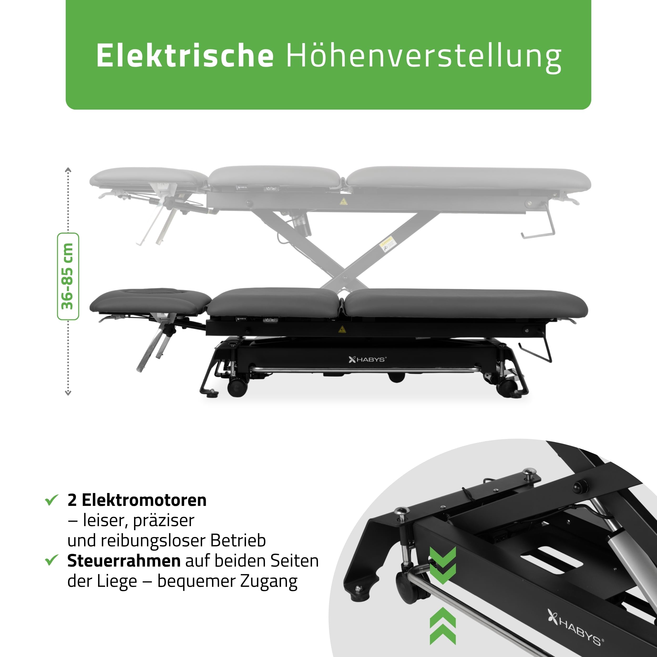 HABYS Massageliege Elektrisch 5-Segmente, Massagebank für Therapieliege | Elektrische Massageliege Höhenverstellbar 196 x 68cm, Kosmetikliege Elektrisch bis zu 200kg mit ERGO-Kissen, Evero Cross X5
