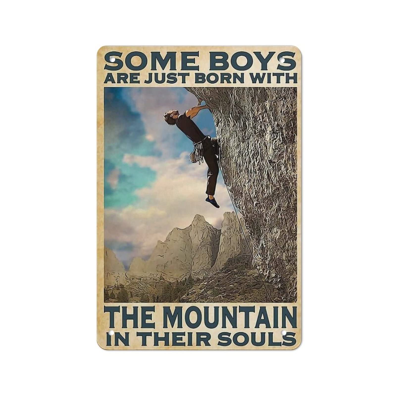 AOOEDM Born With The Mountain In Their Souls Wall Metal Tin Sign for Home Bar Pub Kitchen Wall Art Deocr Man Cave Vintage Metal Sign Poster Plaque Signs Quotes Sign