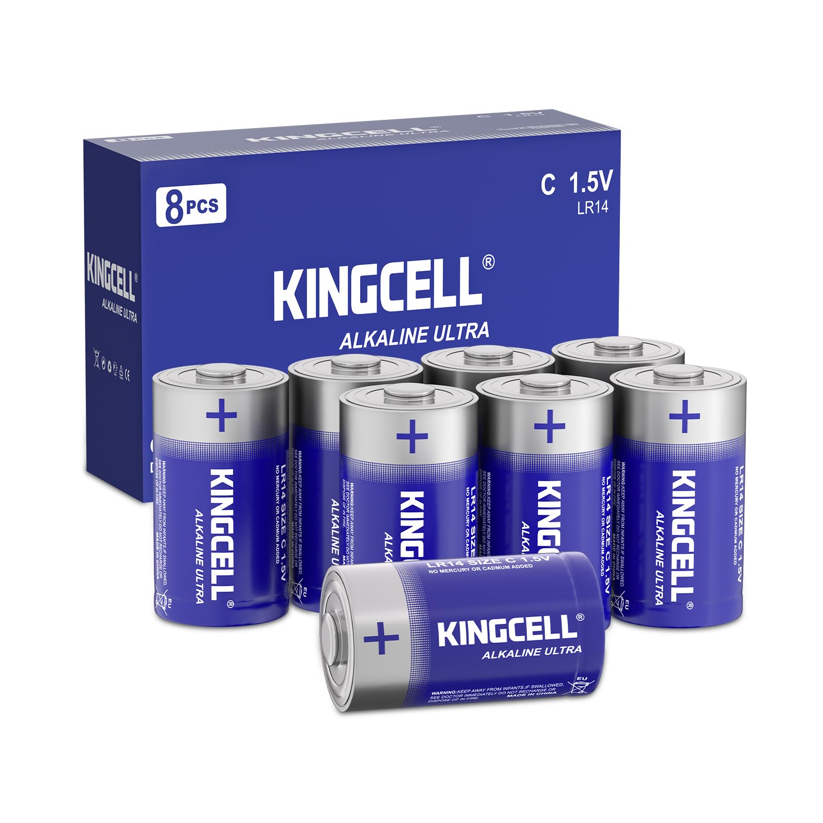 8-Pack C Cell Alkaline Batteries