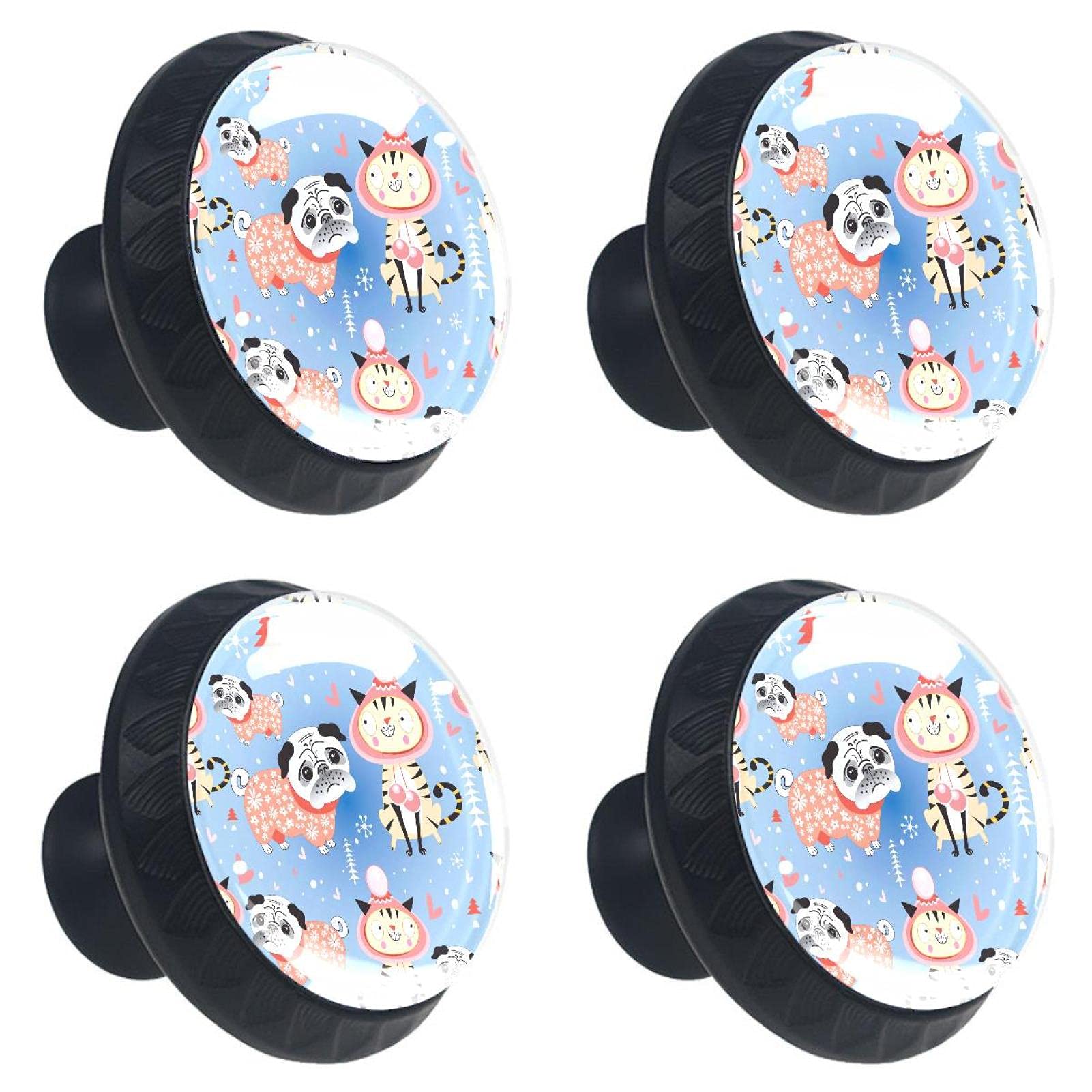 Boutons de tiroir motif chat et cœur en verre pour créer une ambiance d'hiver cocooning