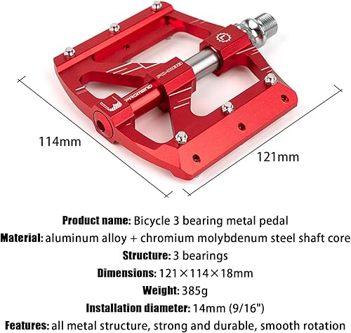 Miniatura 7 de Pedales de bicicleta de montaña Pedales de bicicleta de aluminio CNC 3 rodamientos superficie ampliada ligera para bicicletas de carretera MTB
